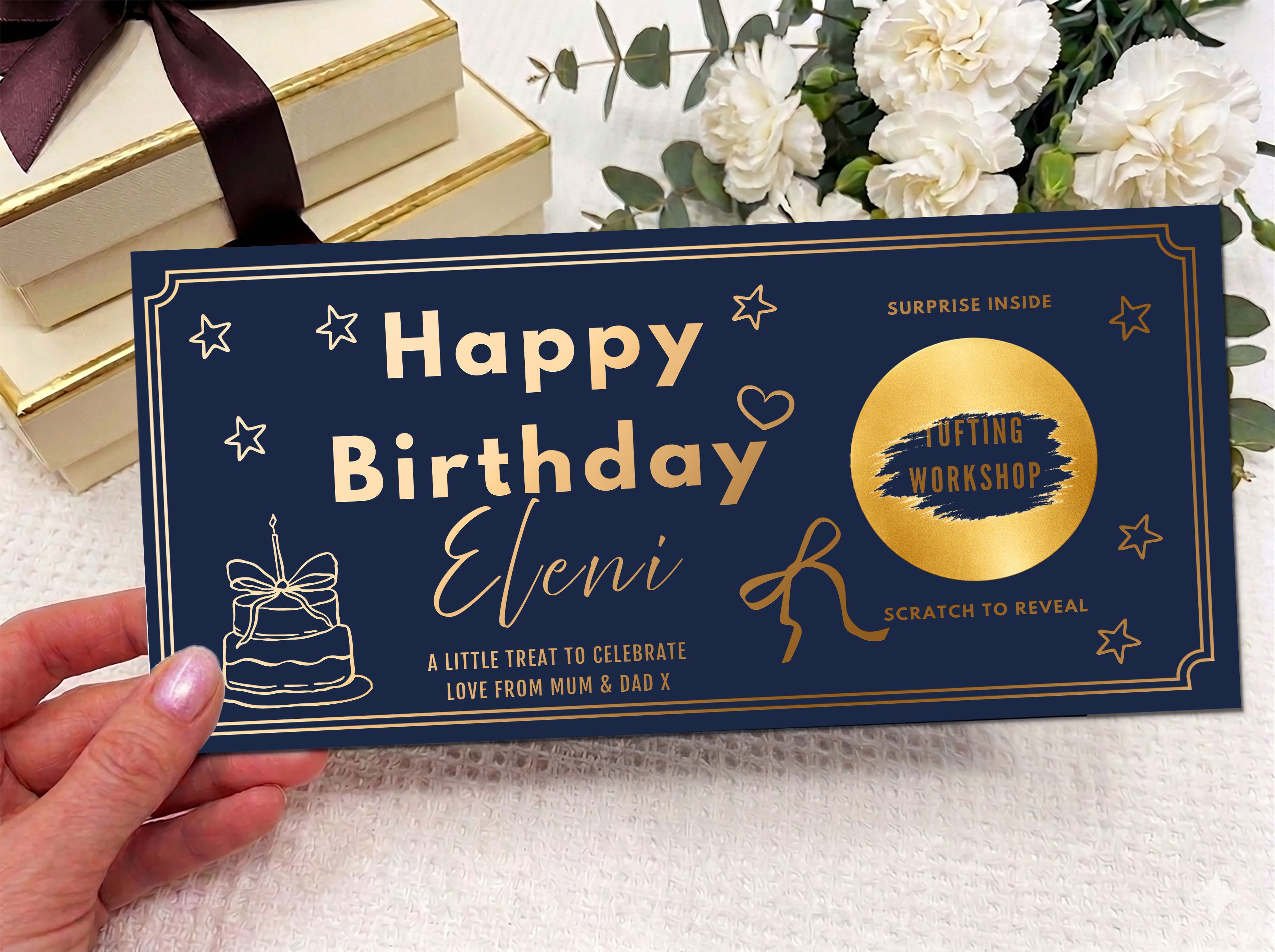 Personalised Birthday Cake Scratch Card  - Luxury Gift Reveal Birthday Voucher