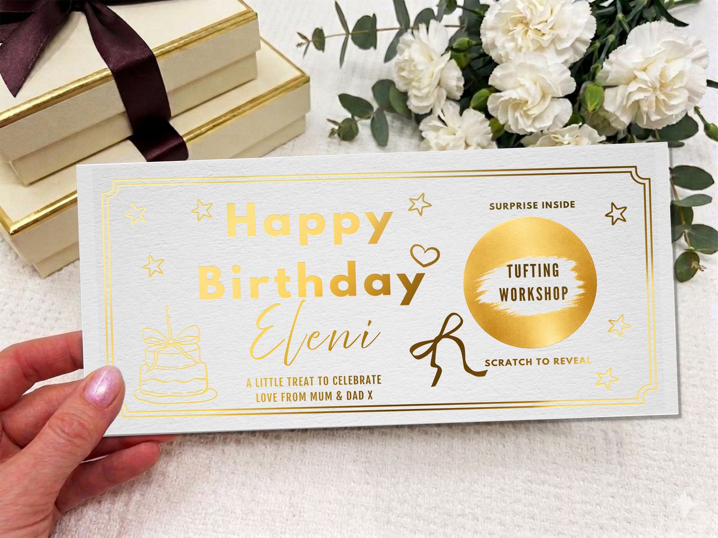 Personalised Birthday Cake Scratch Card  - Luxury Gift Reveal Birthday Voucher