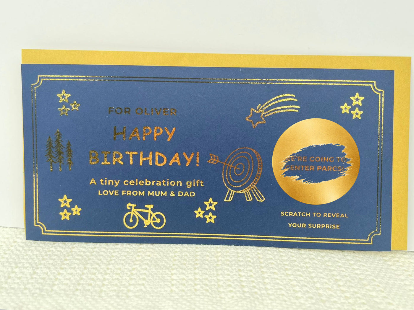 Luxury Personalised Scratch Off Birthday Card | Custom Gold Foil Surprise Reveal Voucher | Elegant Gift Experience Ticket
