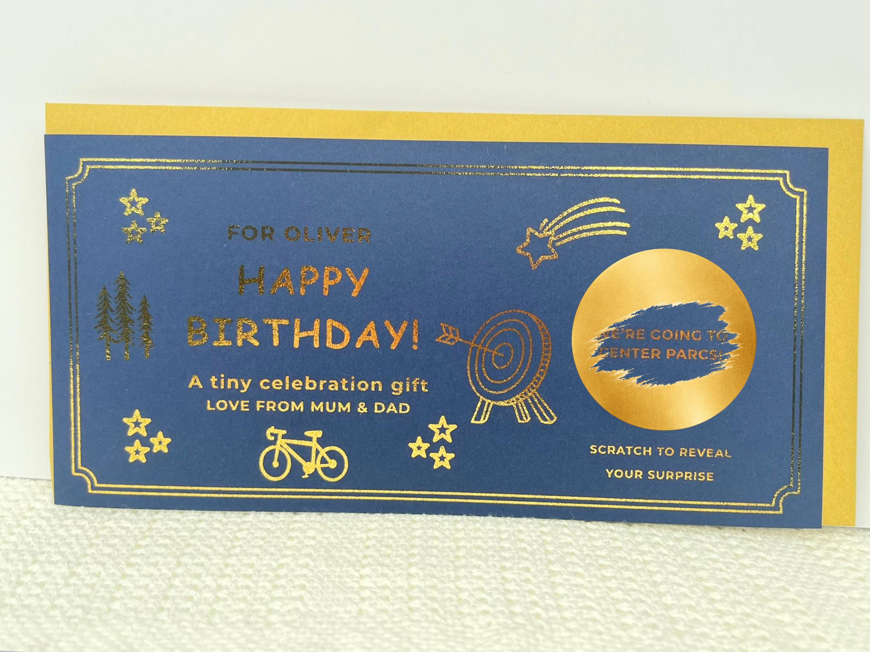 Luxury Personalised Scratch Off Birthday Card | Custom Gold Foil Surprise Reveal Voucher | Elegant Gift Experience Ticket