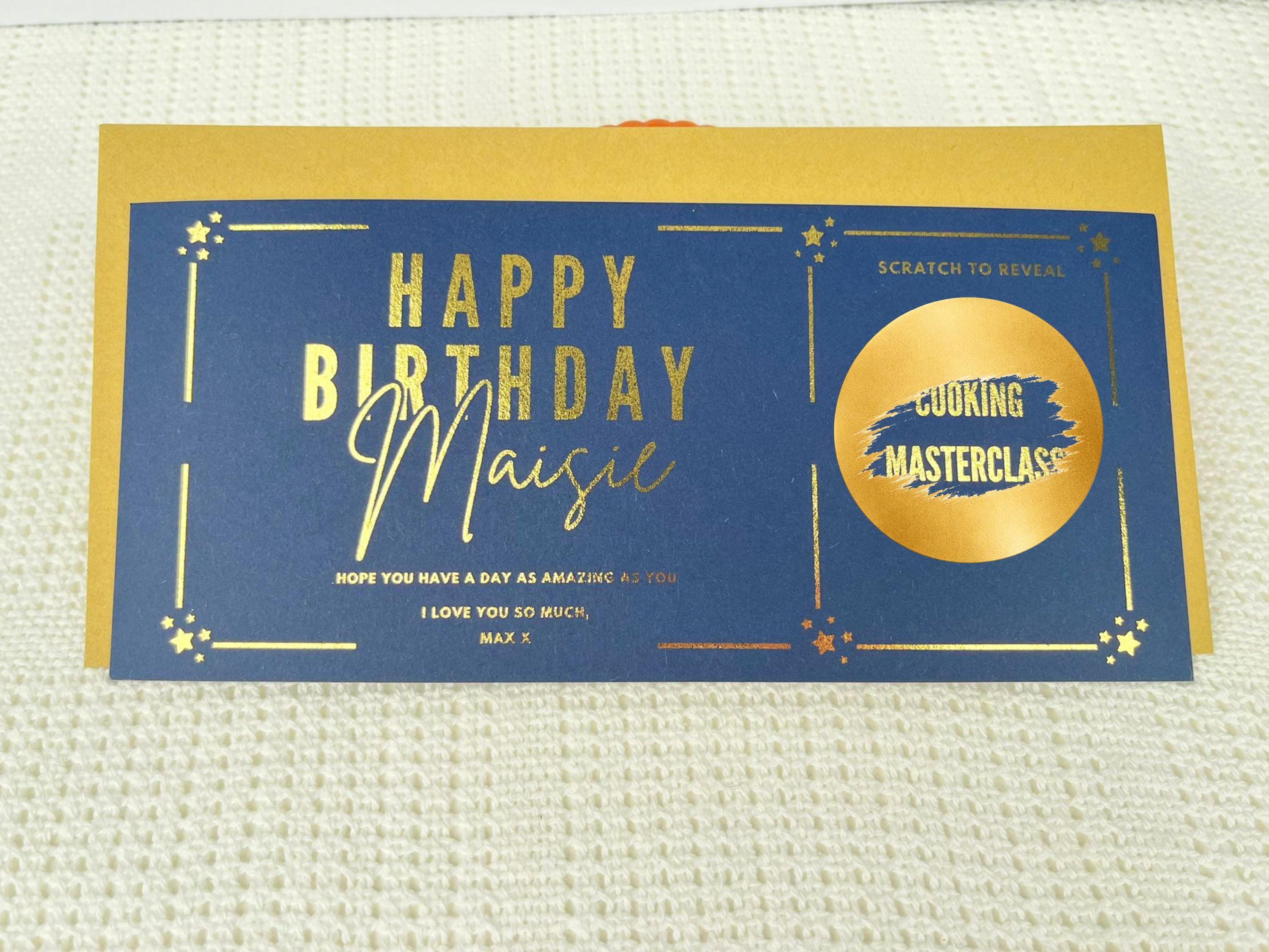 Personalised Gold Foil Scratch-Off Reveal Card for Any Occasion