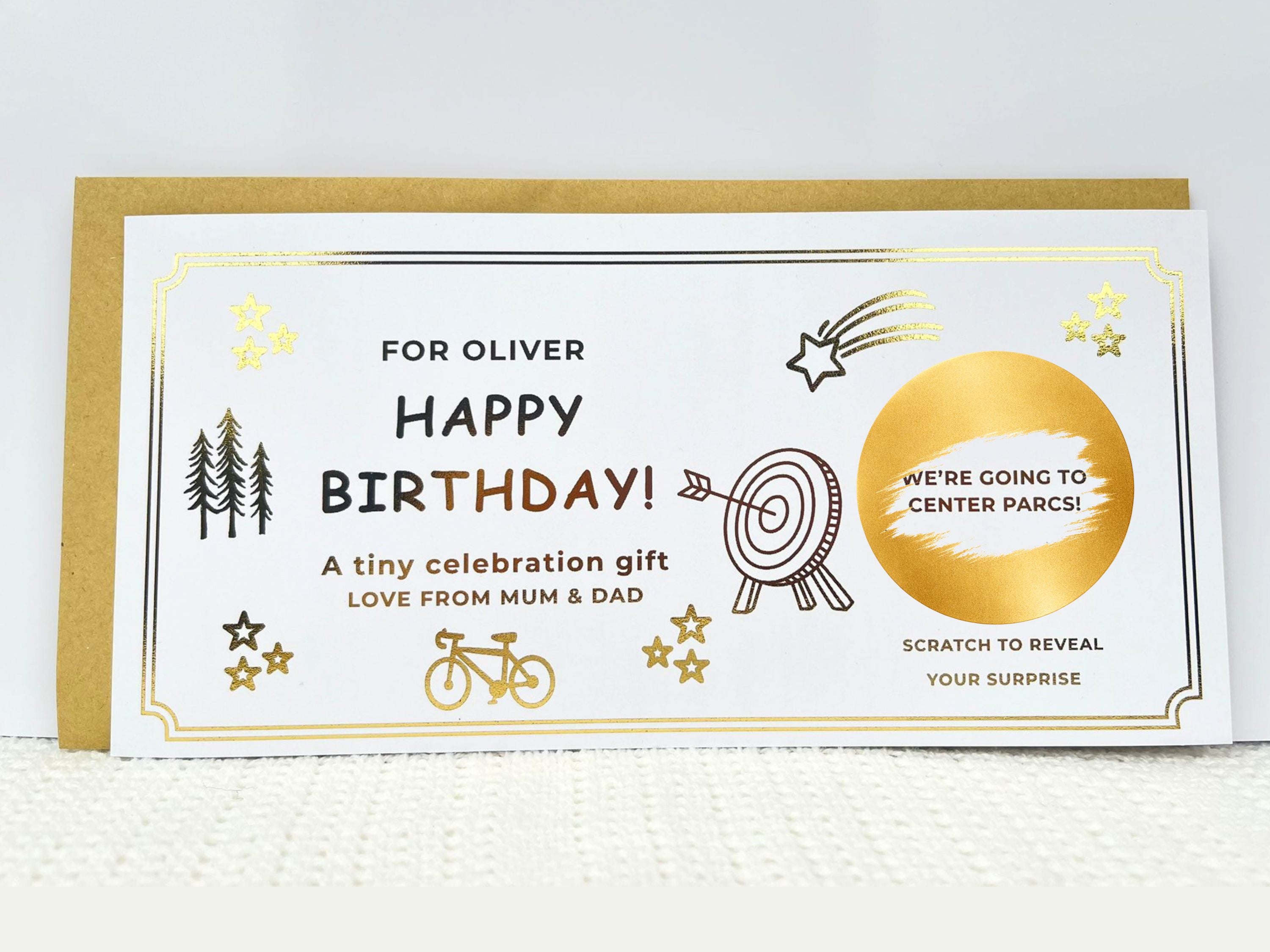 Luxury Personalised Scratch Off Birthday Card | Custom Gold Foil Surprise Reveal Voucher | Elegant Gift Experience Ticket