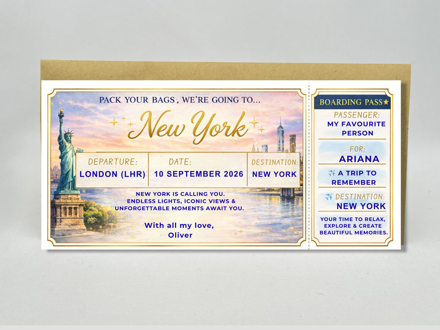 Personalised Luxury Boarding Pass Scratch Card – Custom Any Destination Trip Reveal
