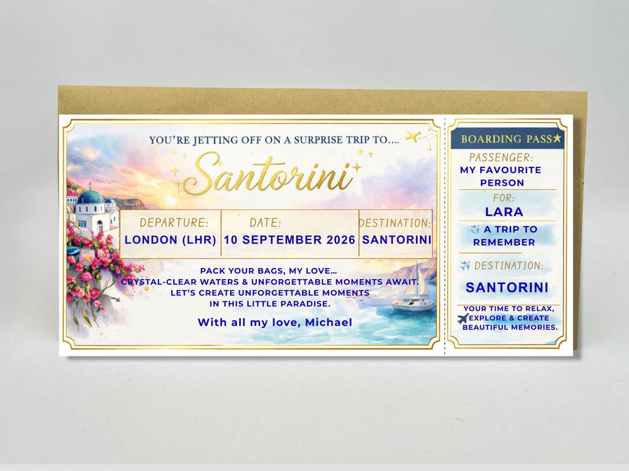 Personalised Luxury Boarding Pass Scratch Card – Custom Any Destination Trip Reveal
