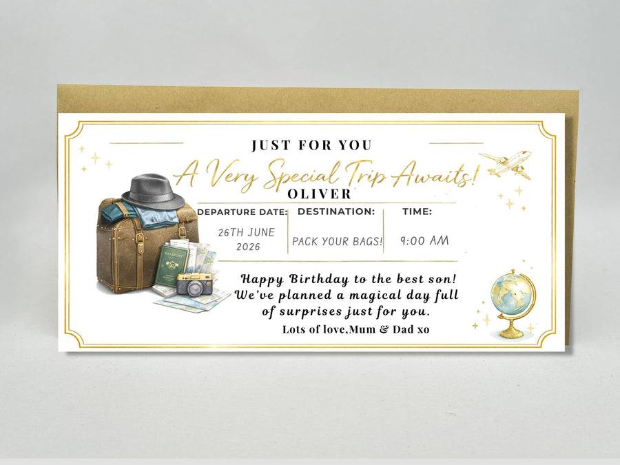 Personalised Vintage Travel Scratch Card – Luxury Holiday & Flight Surprise Reveal