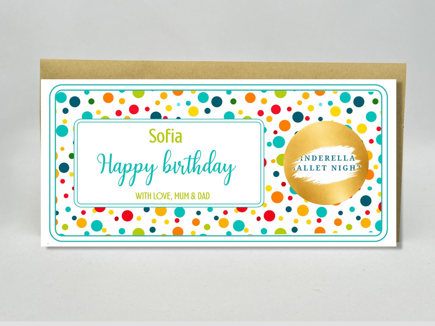 Personalised Polka Dot Birthday Scratch Card – Colourful Surprise Reveal for Kids & Adults