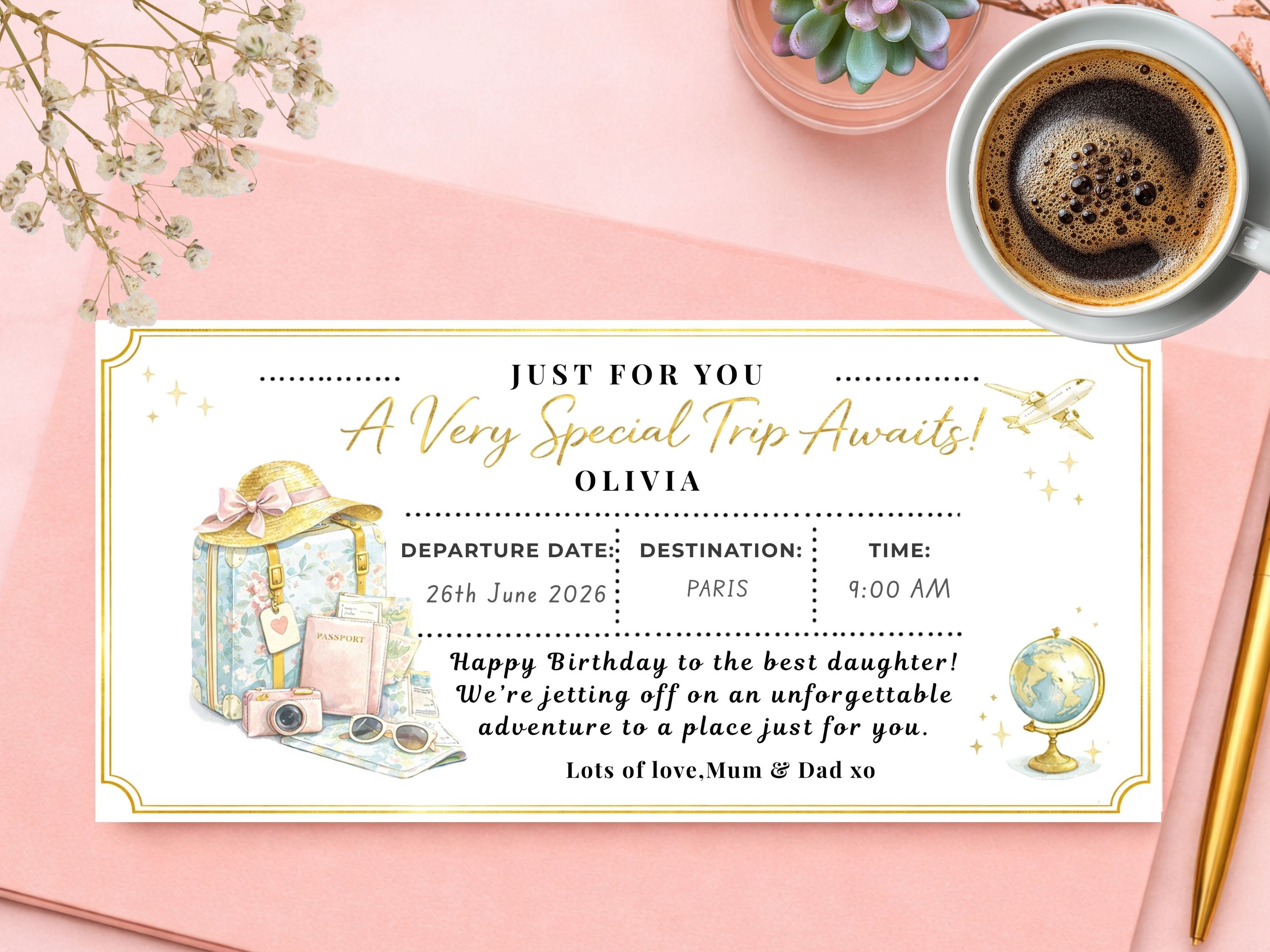 Personalised Luxury Holiday Reveal Card – "A Very Special Trip Awaits" Scratch Ticket