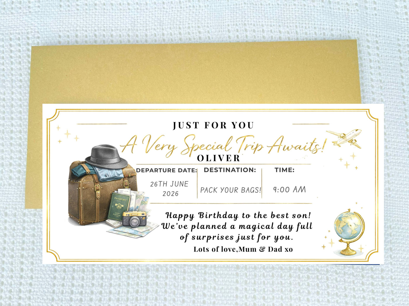 Personalised Vintage Travel Scratch Card – Luxury Holiday & Flight Surprise Reveal