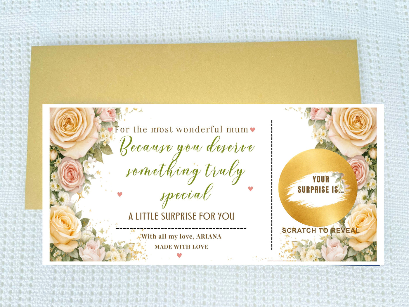 Personalised Floral "Something Special" Scratch Card – Luxury Surprise Reveal for Mum & Loved Ones