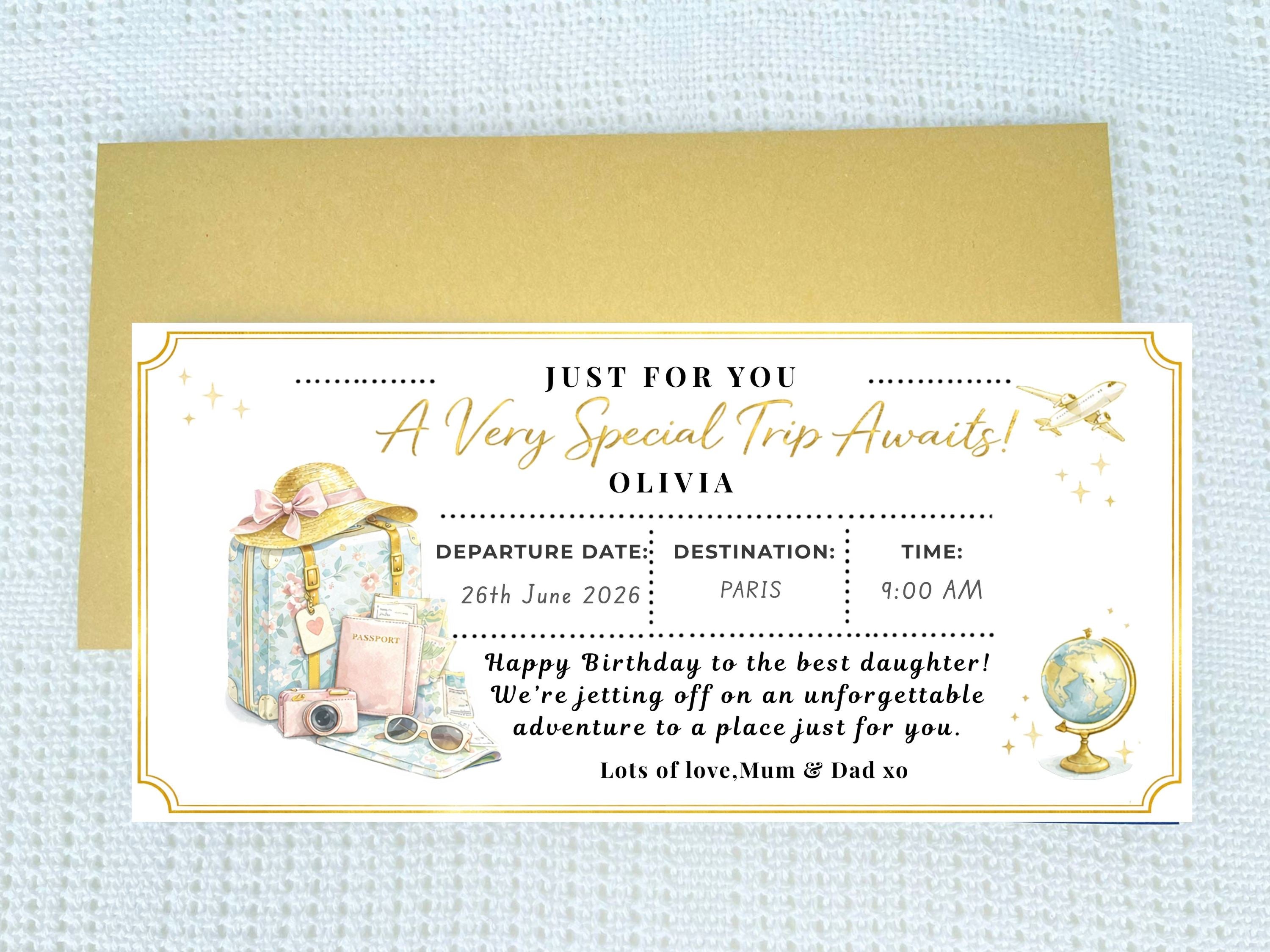 Personalised Luxury Holiday Reveal Card – "A Very Special Trip Awaits" Scratch Ticket