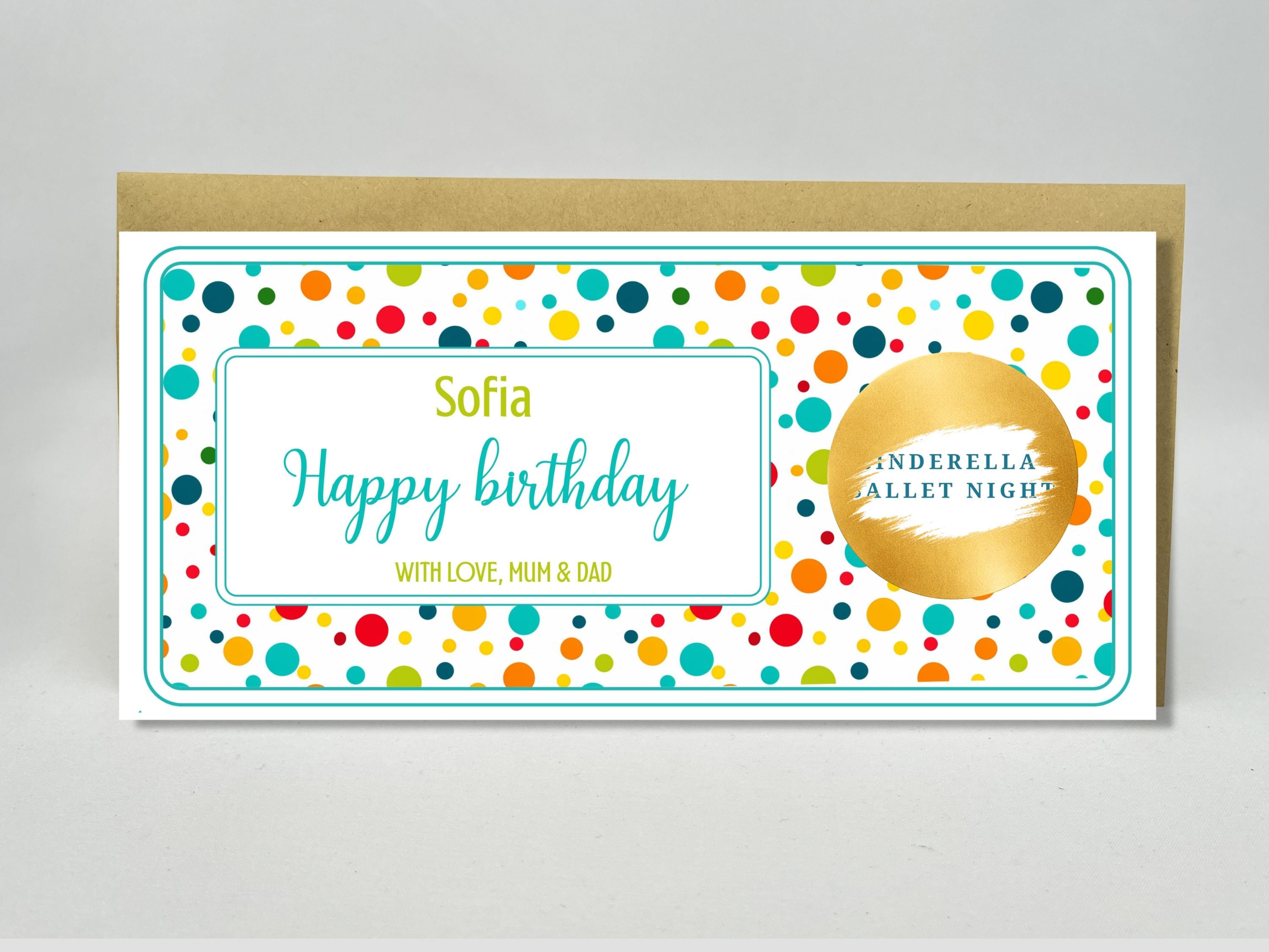 Personalised Polka Dot Birthday Scratch Card – Colourful Surprise Reveal for Kids & Adults