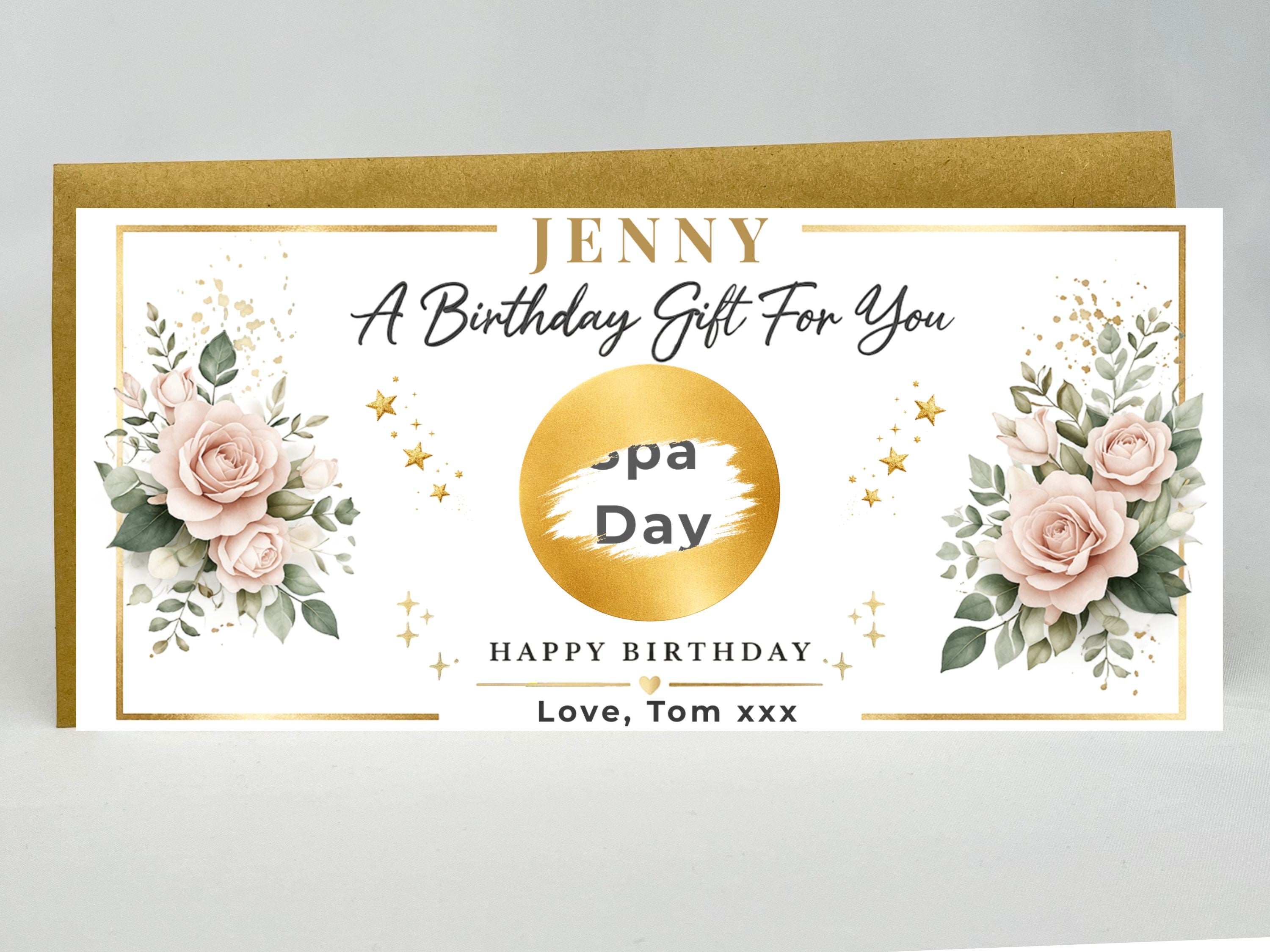 Personalised Watercolor Floral Birthday Scratch Card – Luxury Surprise Reveal for Spa & Experiences