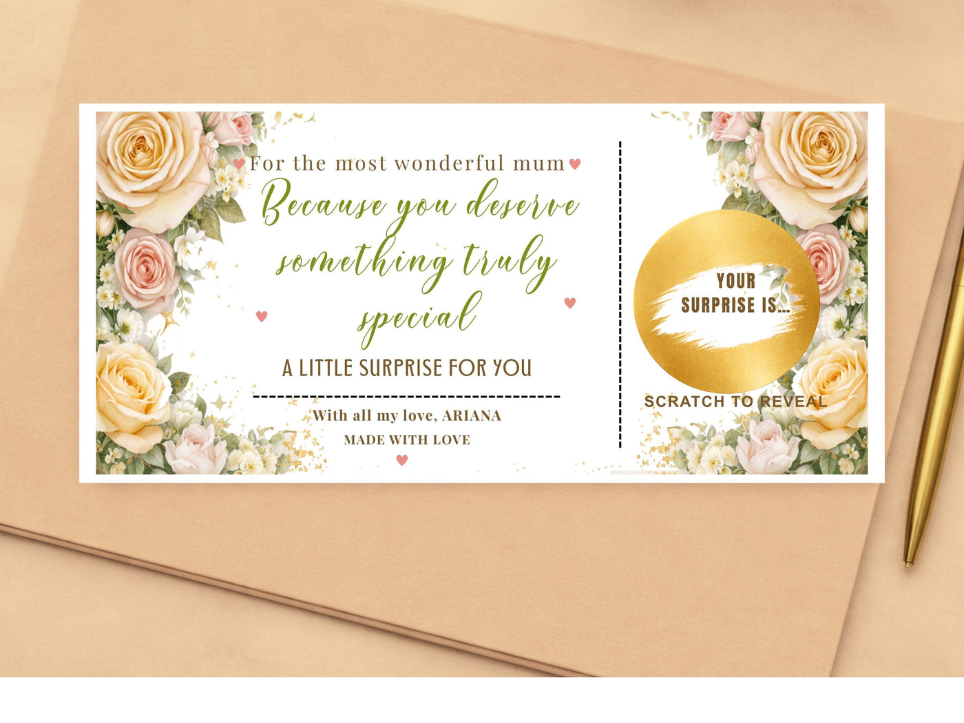 Personalised Floral "Something Special" Scratch Card – Luxury Surprise Reveal for Mum & Loved Ones