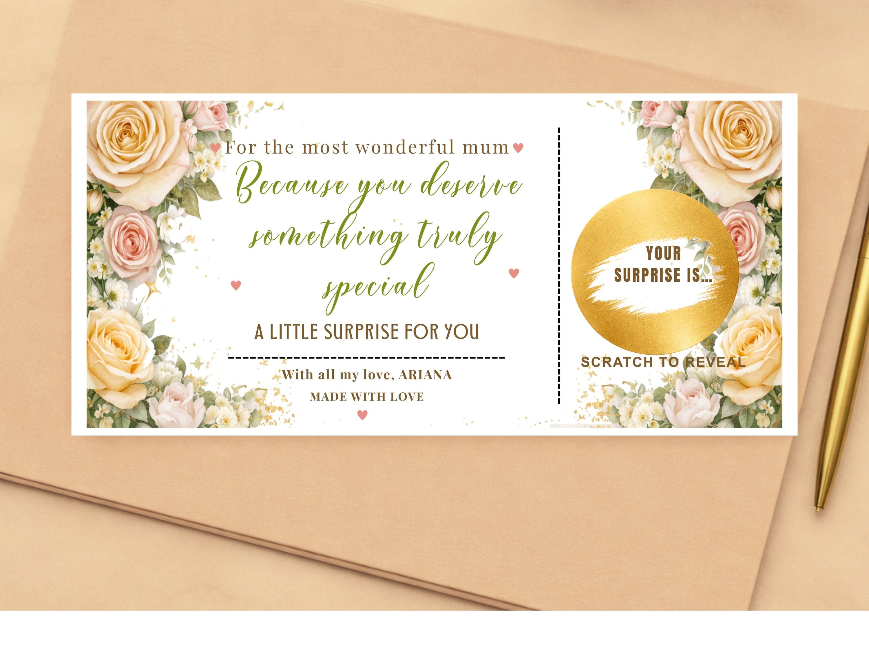 Personalised Floral "Something Special" Scratch Card – Luxury Surprise Reveal for Mum & Loved Ones