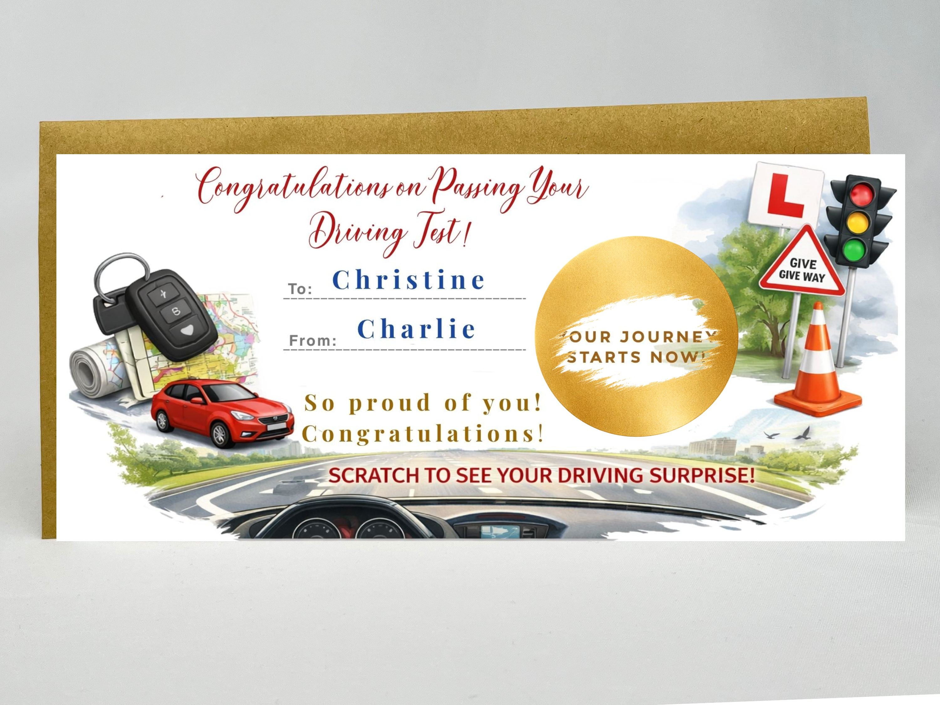 Personalised Driving Test Congratulations Scratch Card – "Your Journey Starts Now" Gift Reveal