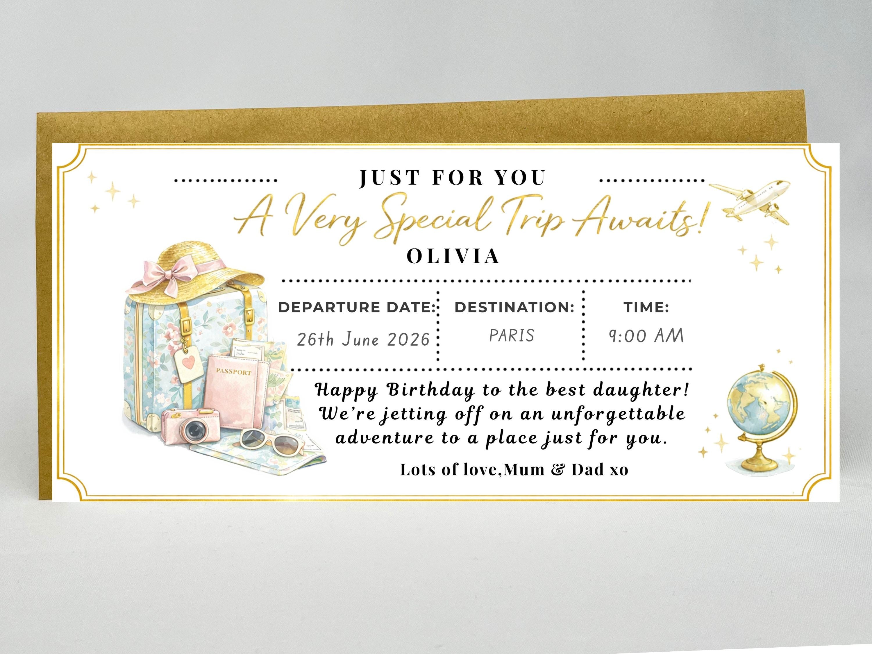 Personalised Luxury Holiday Reveal Card – "A Very Special Trip Awaits" Scratch Ticket
