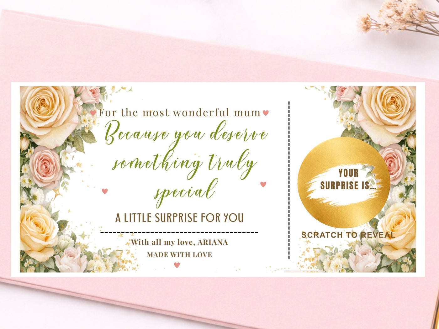 Personalised Floral "Something Special" Scratch Card – Luxury Surprise Reveal for Mum & Loved Ones