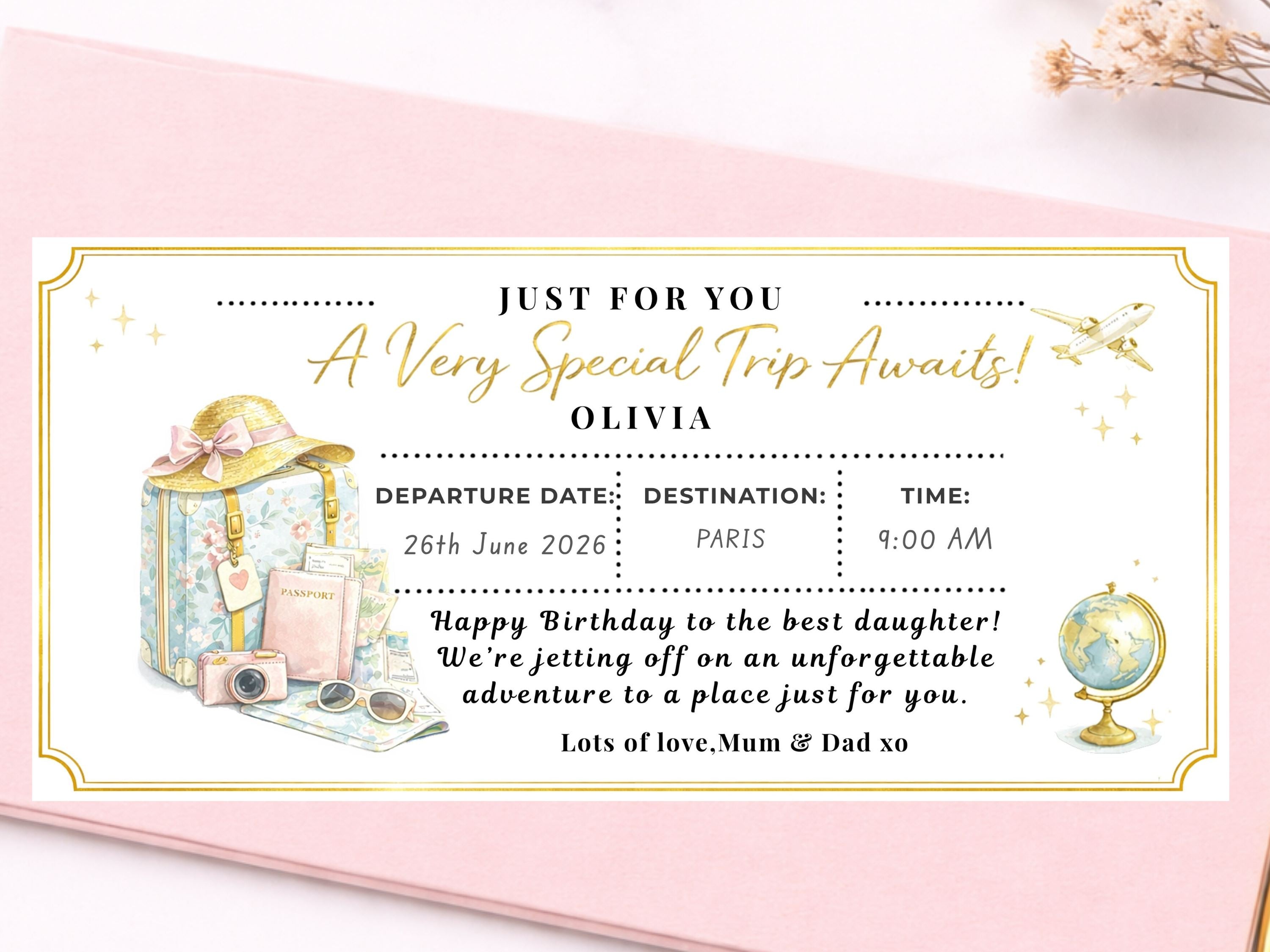Personalised Luxury Holiday Reveal Card – "A Very Special Trip Awaits" Scratch Ticket