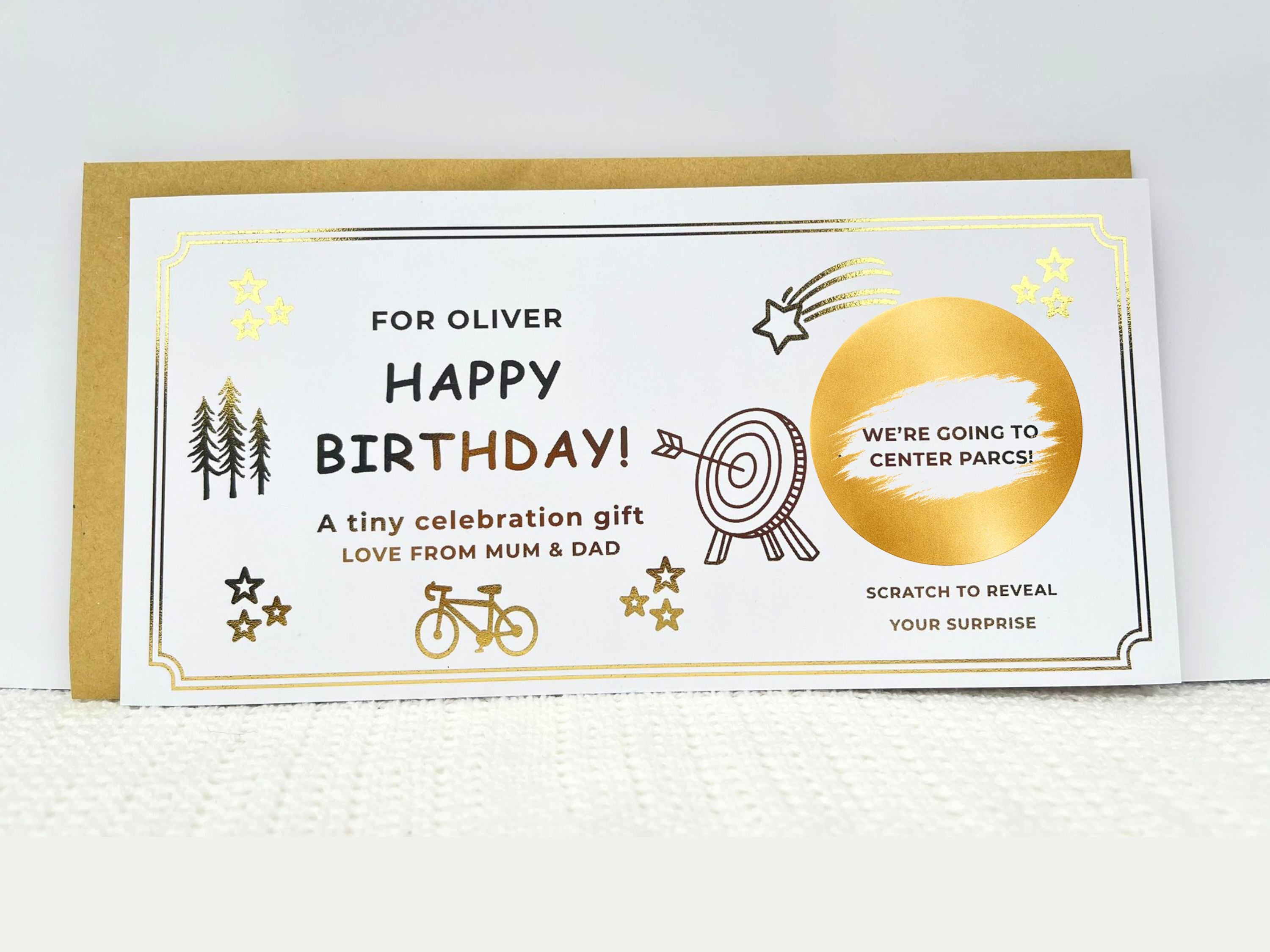 Luxury Personalised Scratch Off Birthday Card | Custom Gold Foil Surprise Reveal Voucher | Elegant Gift Experience Ticket