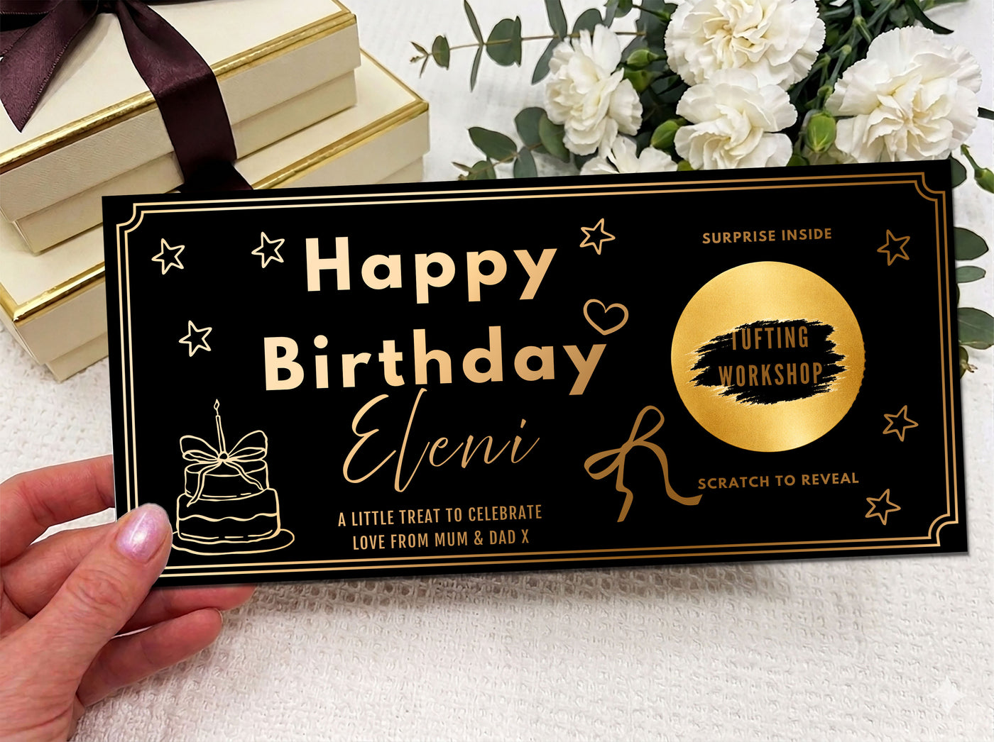 Personalised Birthday Cake Scratch Card  - Luxury Gift Reveal Birthday Voucher