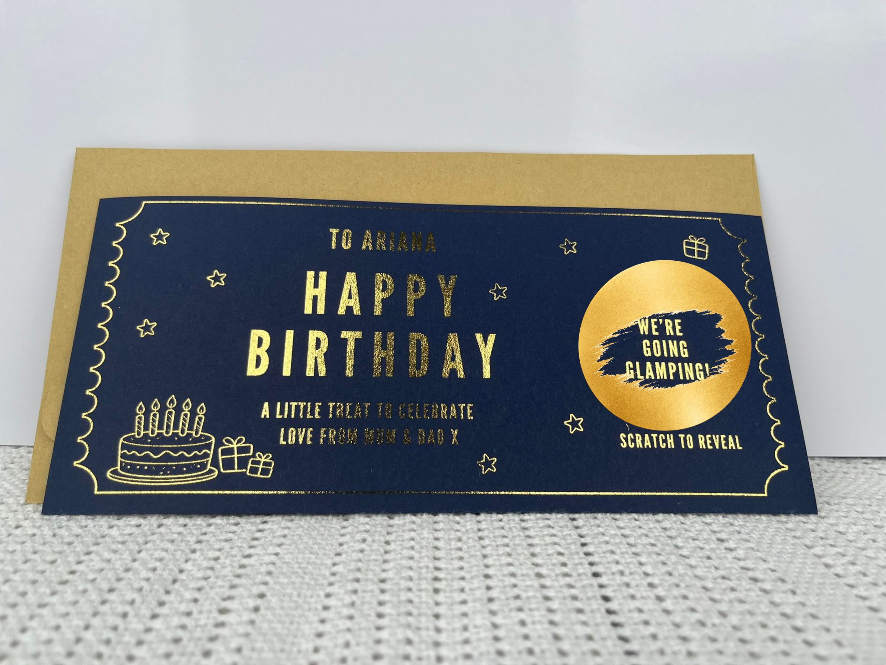 Birthday Scratch Off Card, Personalised Surprise Voucher Gift, Custom Reveal Ticket