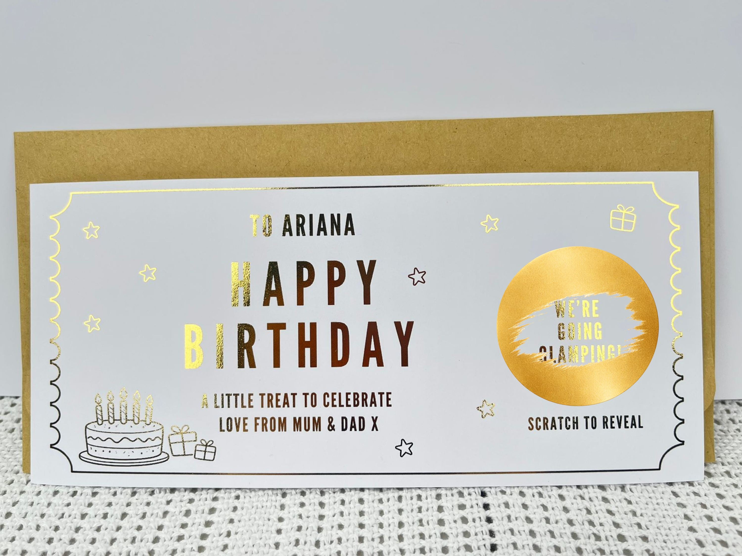 Birthday Scratch Off Card, Personalised Surprise Voucher Gift, Custom Reveal Ticket