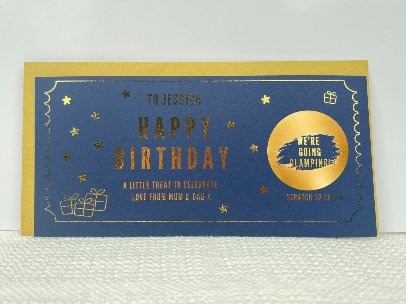 Golden Birthday Scratch Card Voucher, Personalised Surprise Gift Ticket