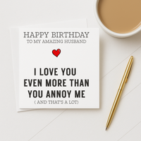 Husband Funny Birthday Card