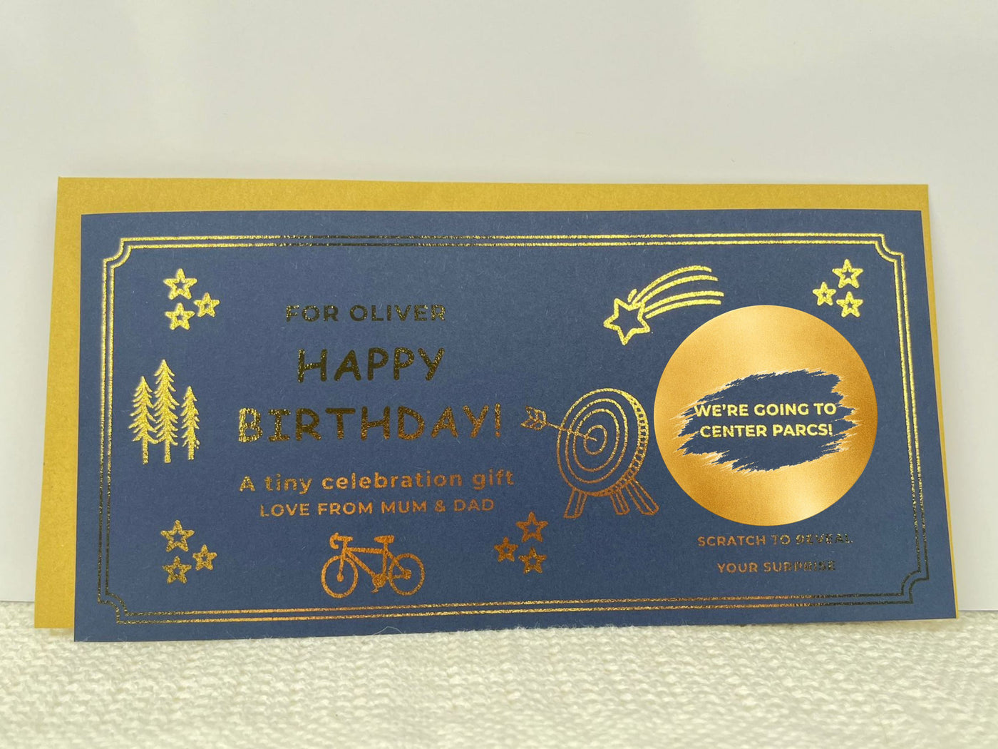 Luxury Personalised Scratch Off Birthday Card | Custom Gold Foil Surprise Reveal Voucher | Elegant Gift Experience Ticket