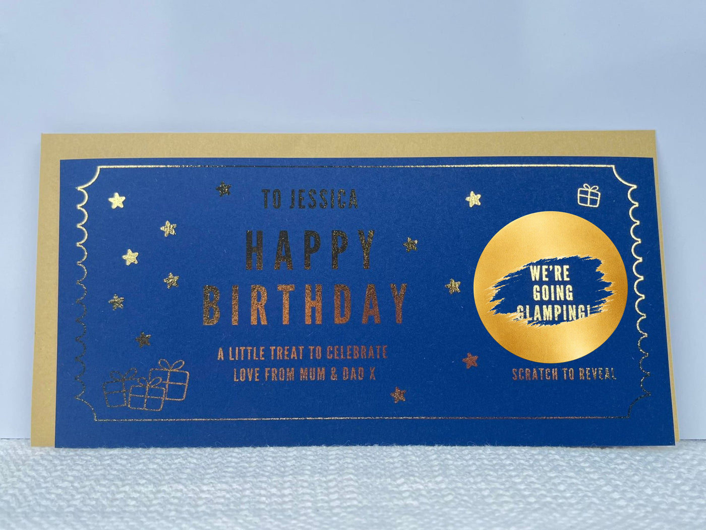 Golden Birthday Scratch Card Voucher, Personalised Surprise Gift Ticket