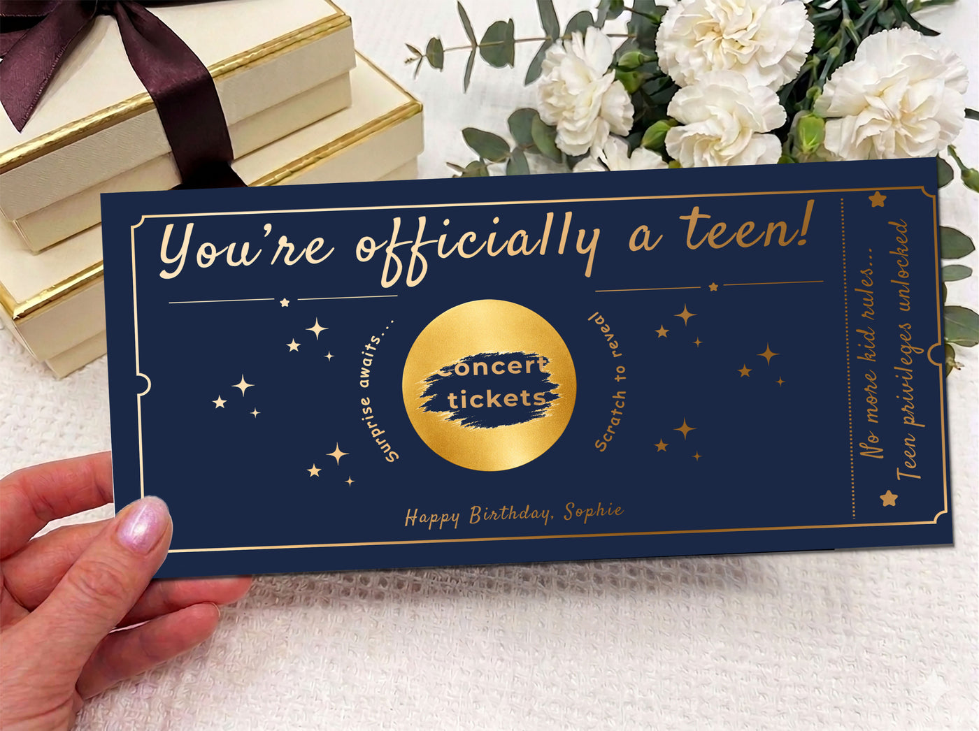Personalised Teen Birthday Scratch Card – Concert Ticket Surprise Gift