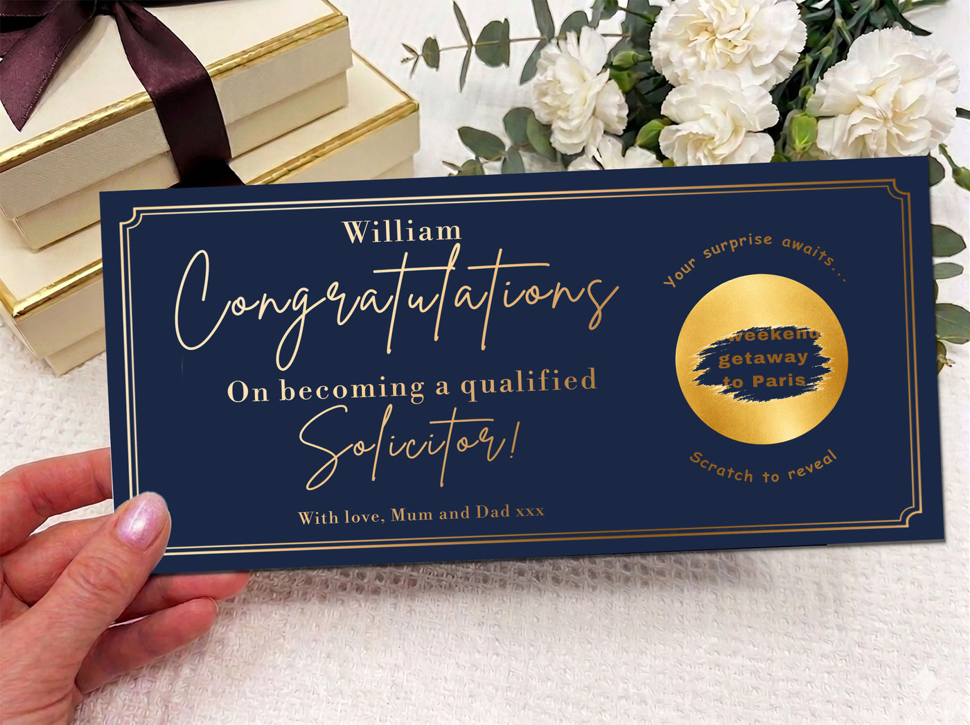 Personalised Solicitor Congratulations Scratch Card – Paris Surprise Gift