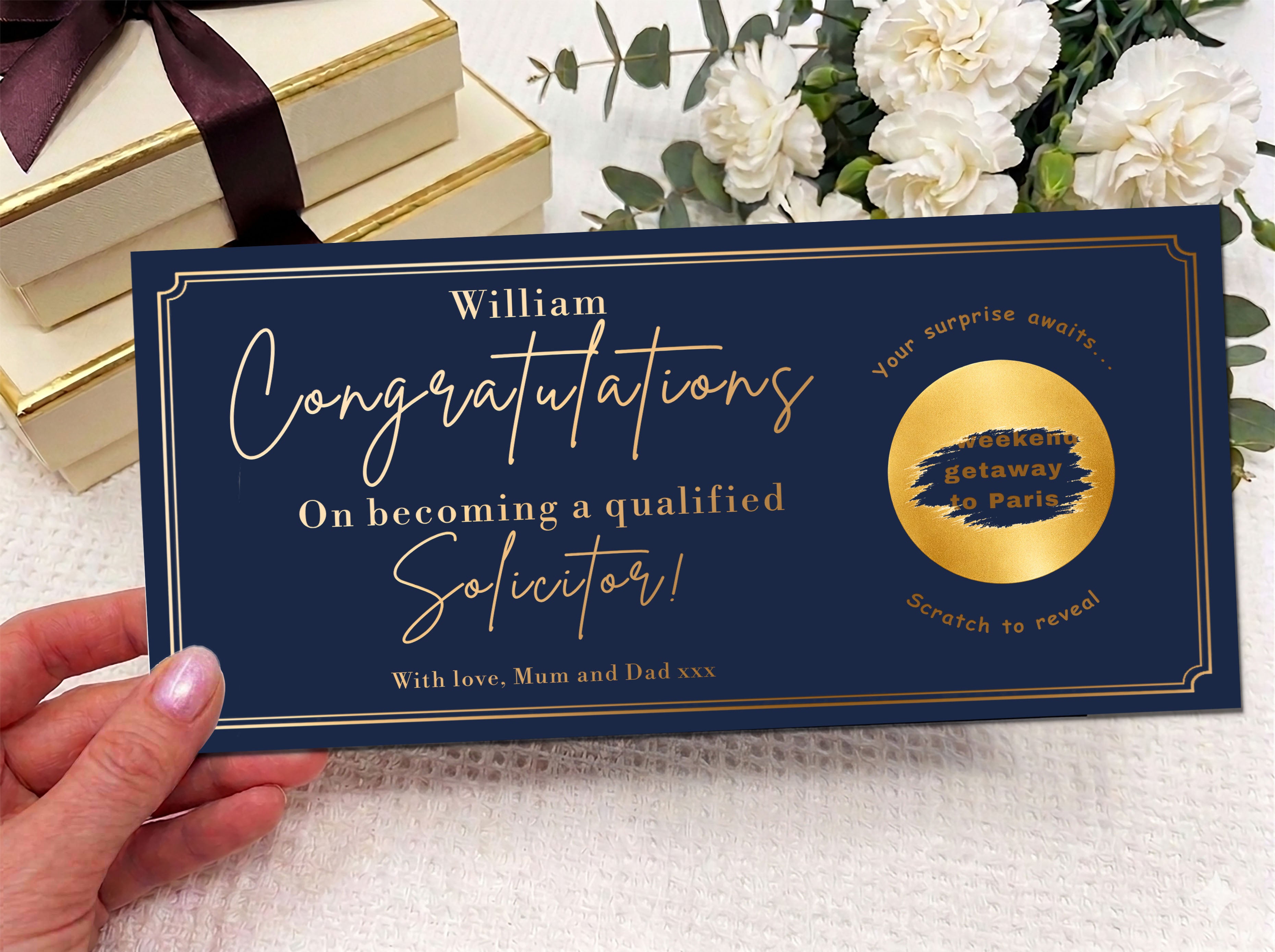 Personalised Solicitor Congratulations Scratch Card – Paris Surprise Gift