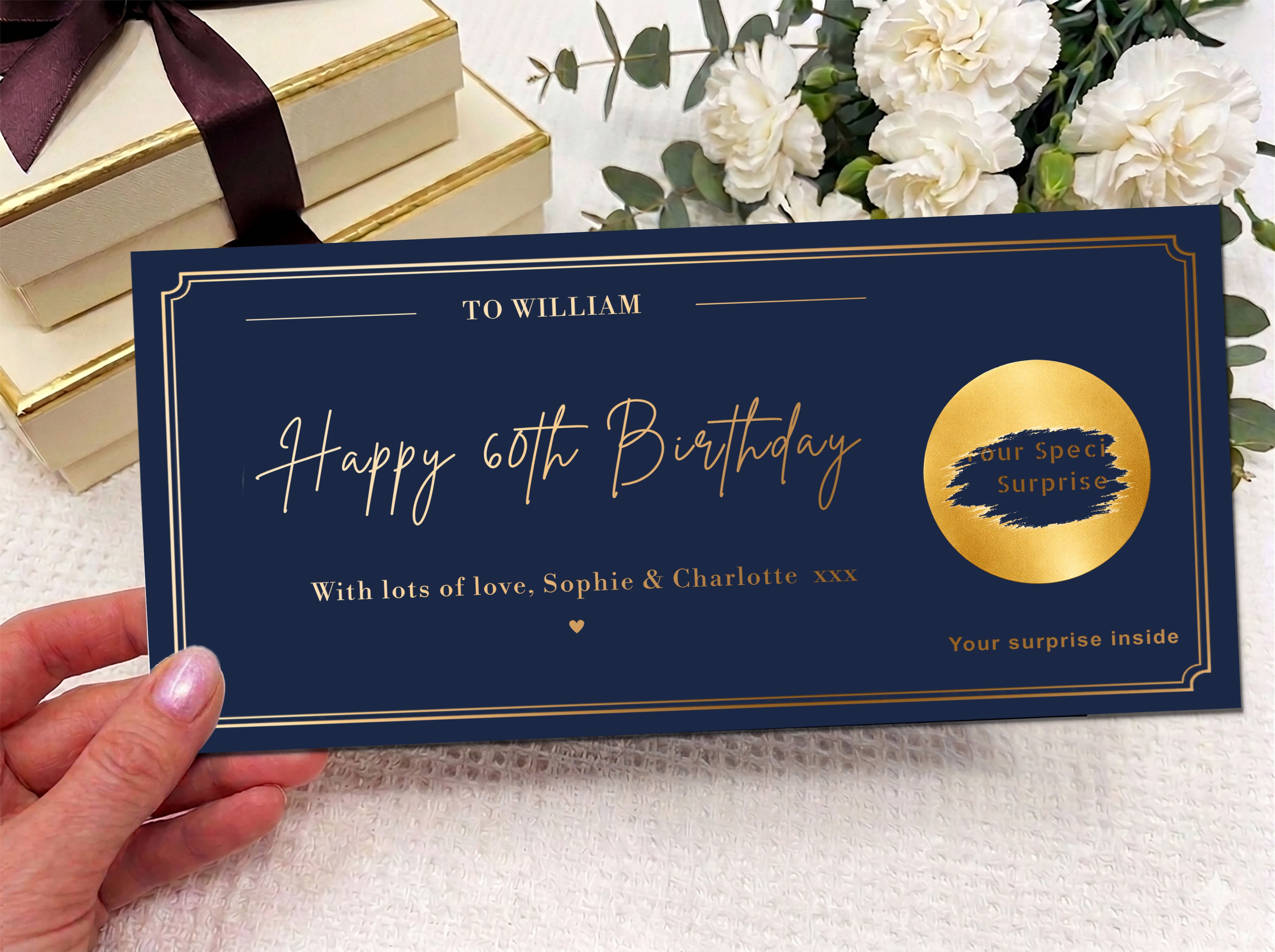 Personalised Scratch Card Gift Reveal – Luxury Birthday & Christmas Surprise Card UK