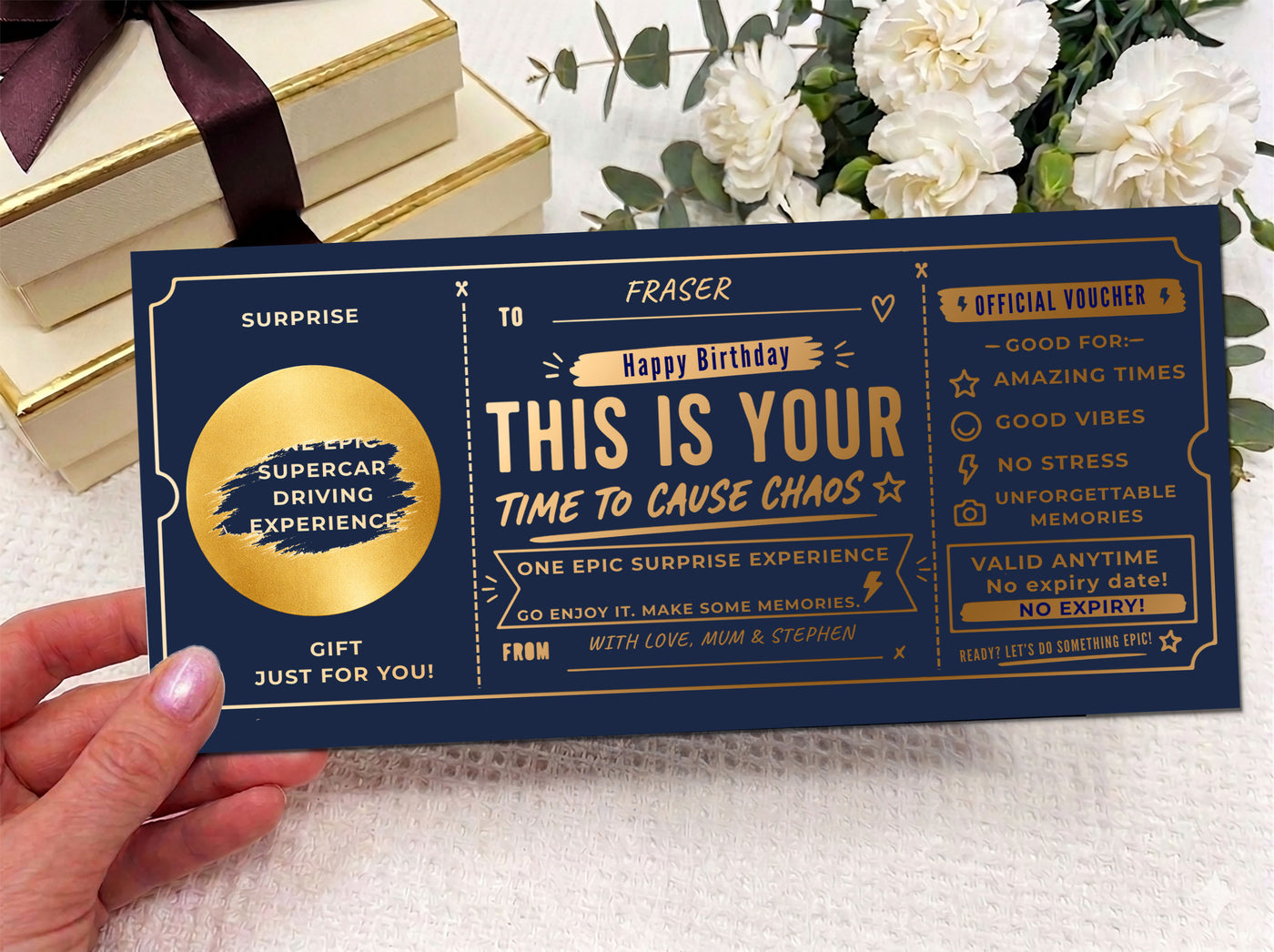Personalised Supercar Driving Experience Voucher Card (Physical Gift)