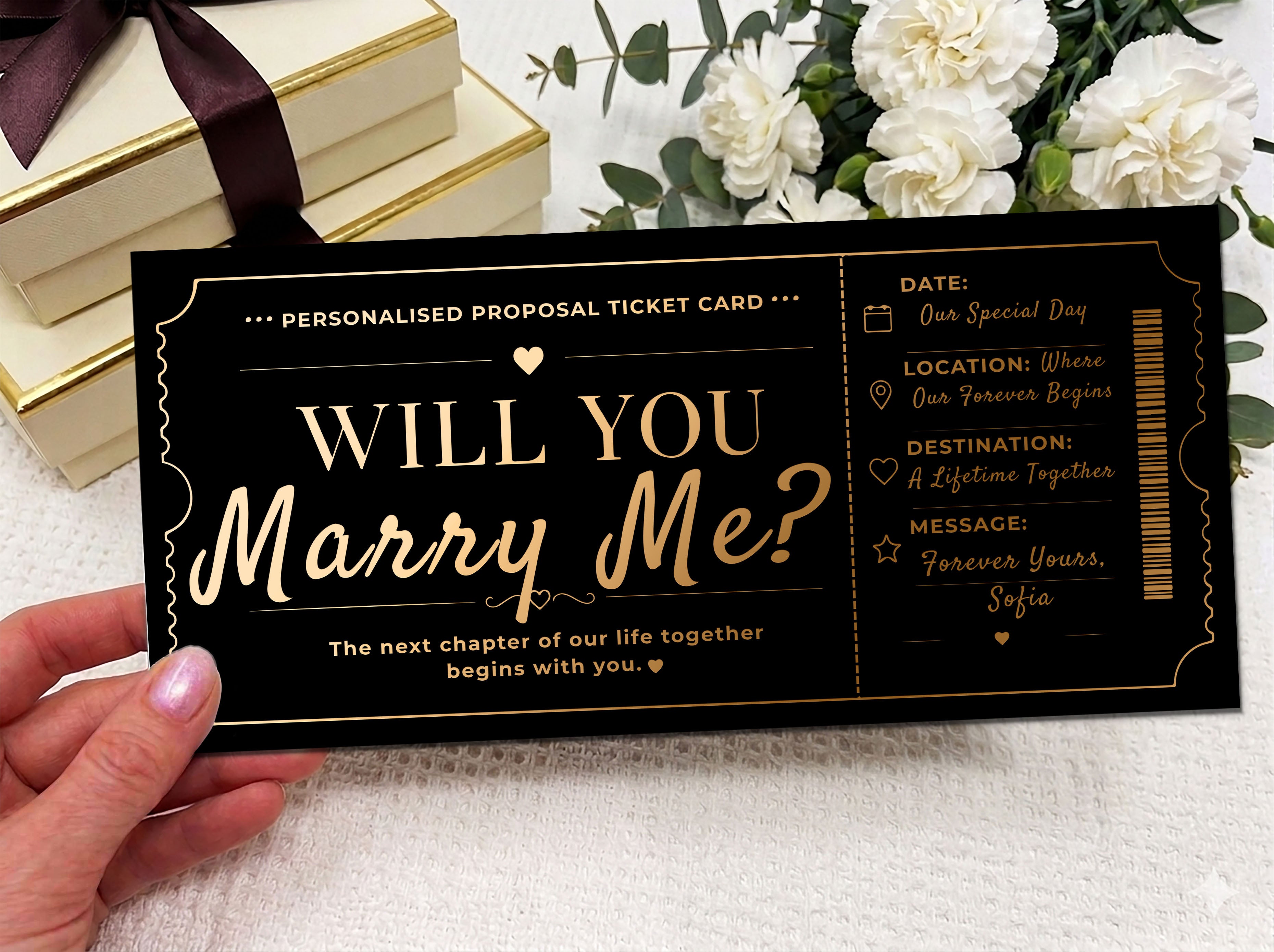 Will You Marry Me Ticket Card, Personalized Proposal Ticket, Romantic Engagement Gift, Custom Wedding Proposal Card