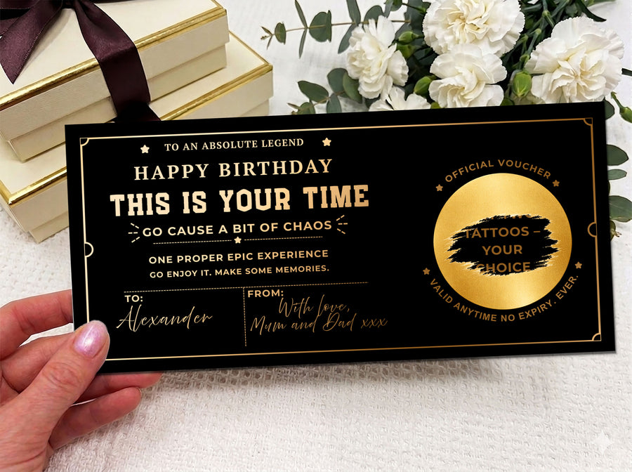 Personalised Tattoo Experience Voucher Card (Physical Gift)