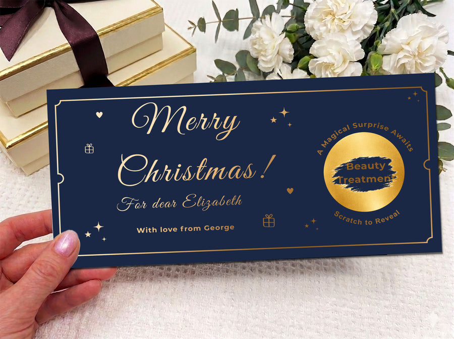 Personalised Scratch Card Gift Voucher – Luxury Beauty Treatment Reveal Card