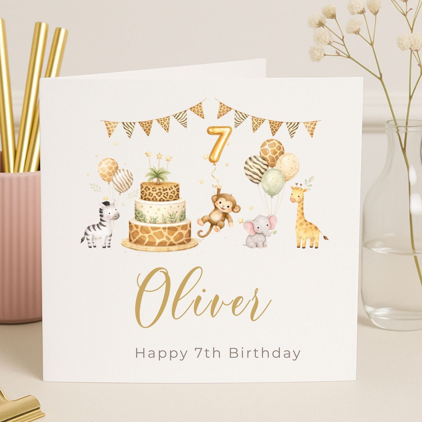 Personalised Safari Birthday Card for Child - Jungle Animals Birthday