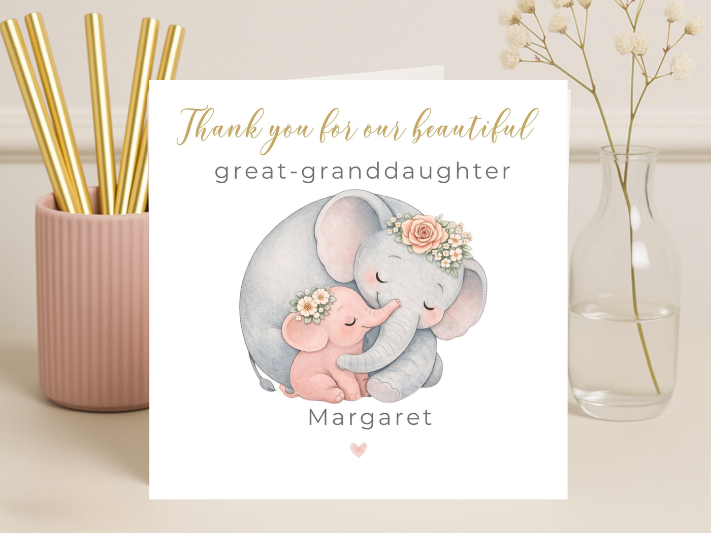 Personalised Thank You for Our Beautiful Great-Granddaughter Card
