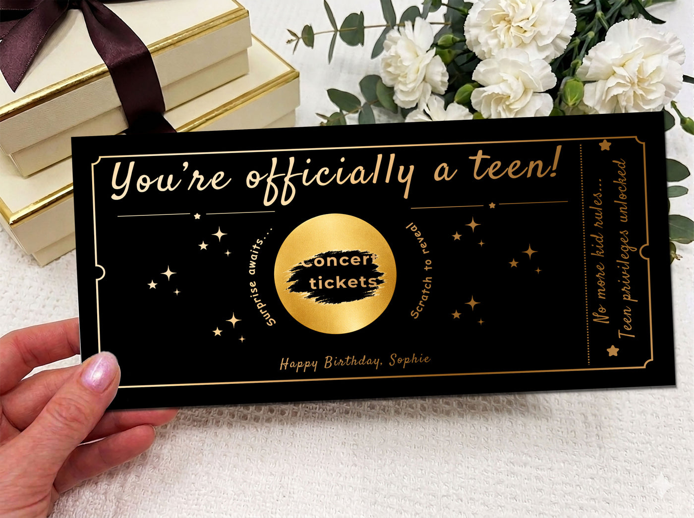 Personalised Teen Birthday Scratch Card – Concert Ticket Surprise Gift