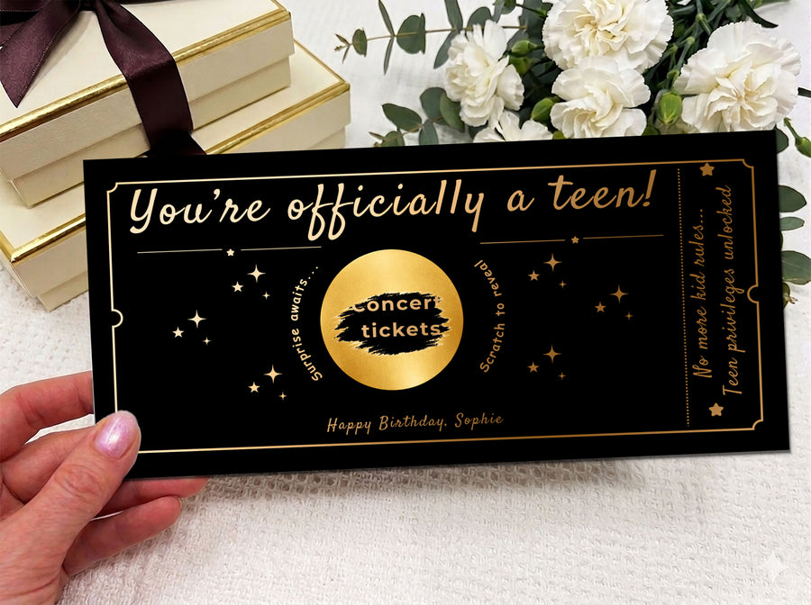 Personalised Teen Birthday Scratch Card – Concert Ticket Surprise Gift