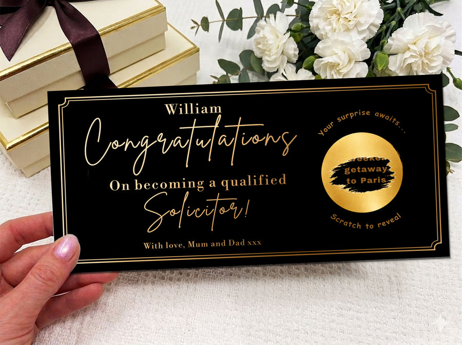 Personalised Solicitor Congratulations Scratch Card – Paris Surprise Gift