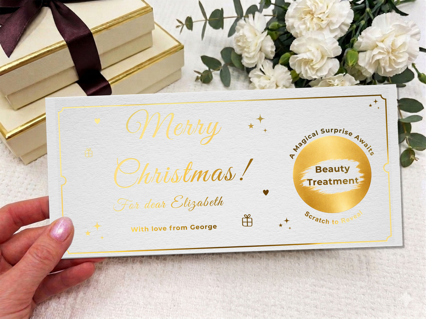Personalised Scratch Card Gift Voucher – Luxury Beauty Treatment Reveal Card