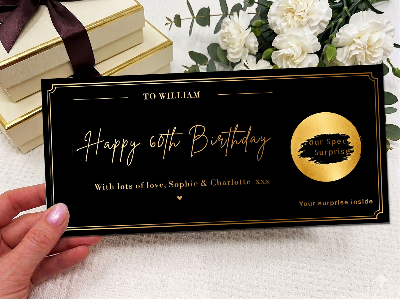 Personalised Scratch Card Gift Reveal – Luxury Birthday & Christmas Surprise Card UK