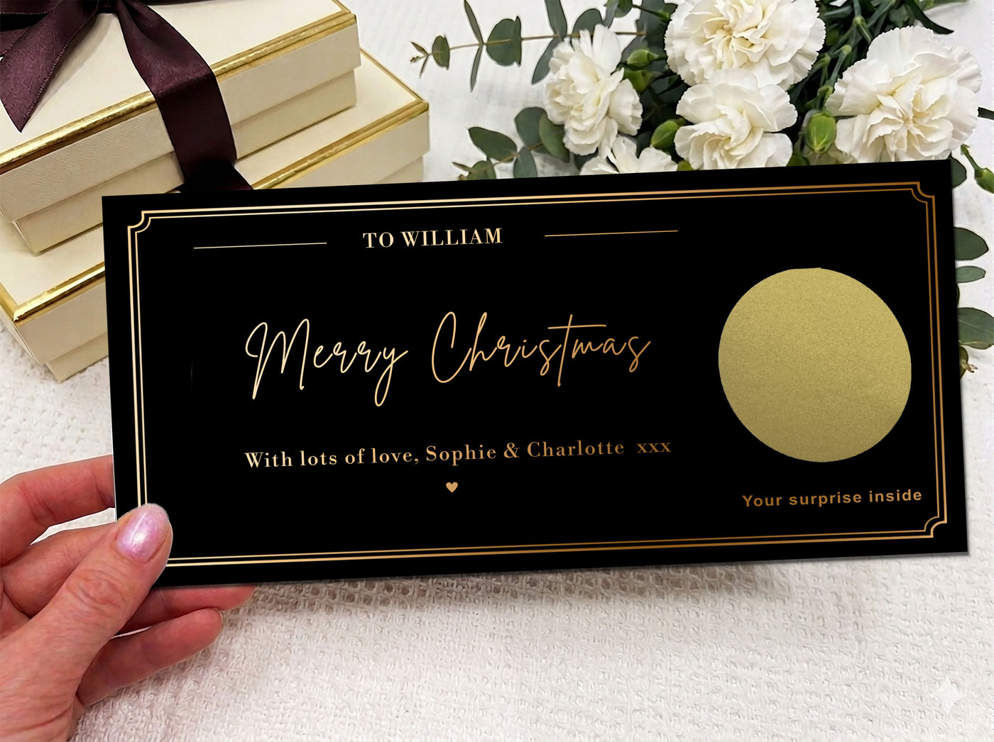 Personalised Scratch Card Gift Reveal – Luxury Birthday & Christmas Surprise Card UK