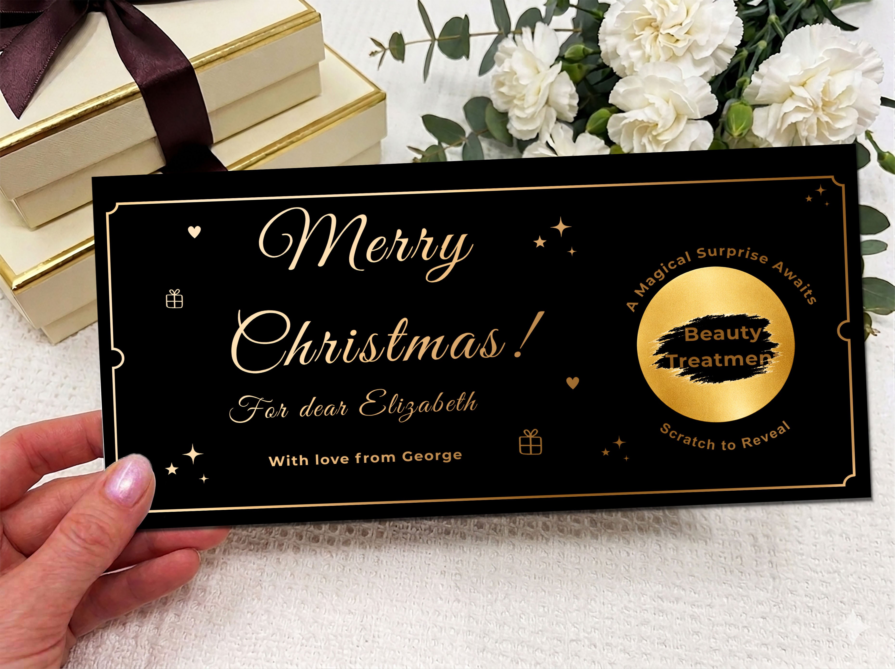 Personalised Scratch Card Gift Voucher – Luxury Beauty Treatment Reveal Card