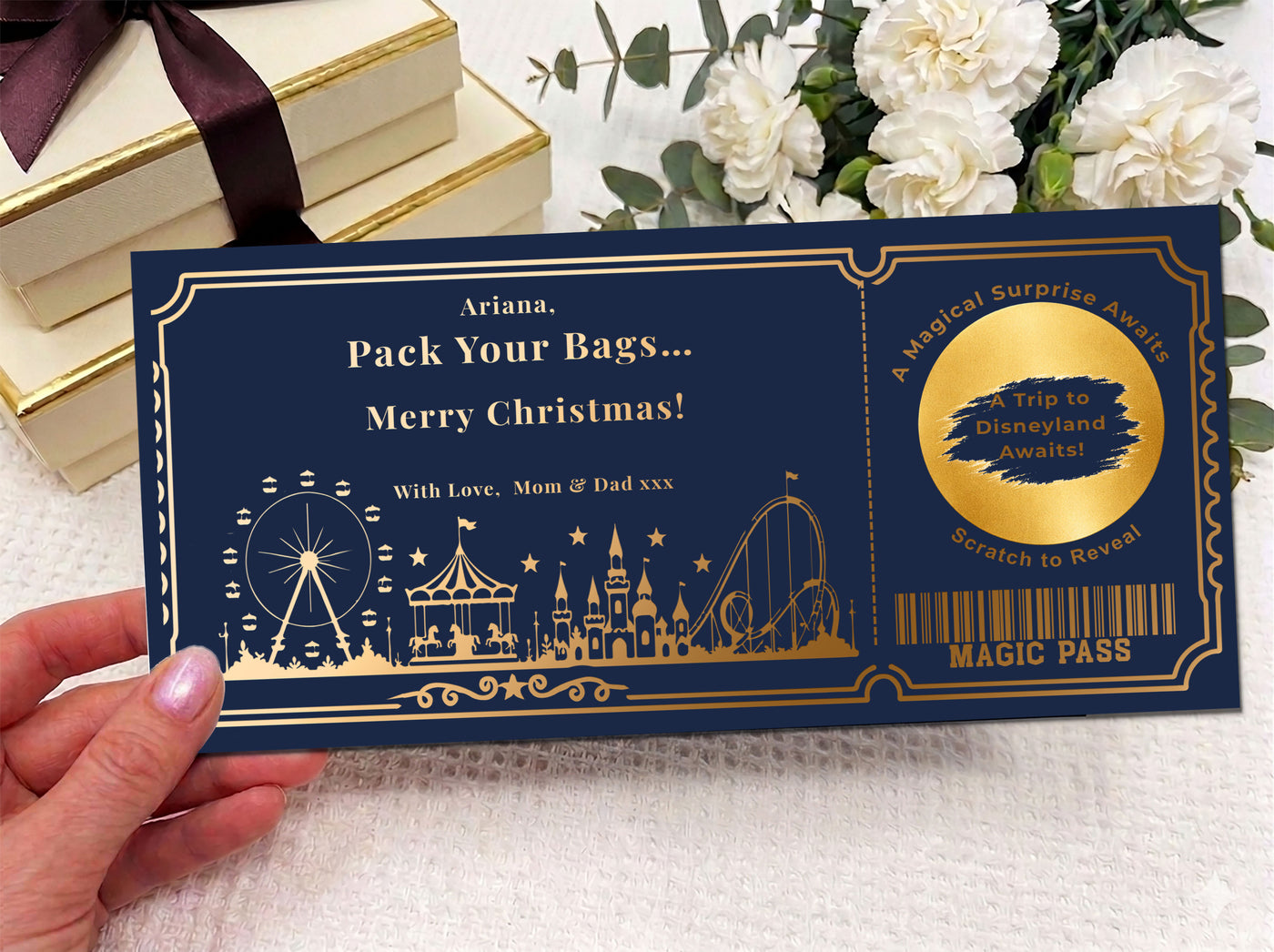 Personalised Disneyland Trip Reveal Scratch Card – Birthday & Christmas Surprise Gift (Physical Card)