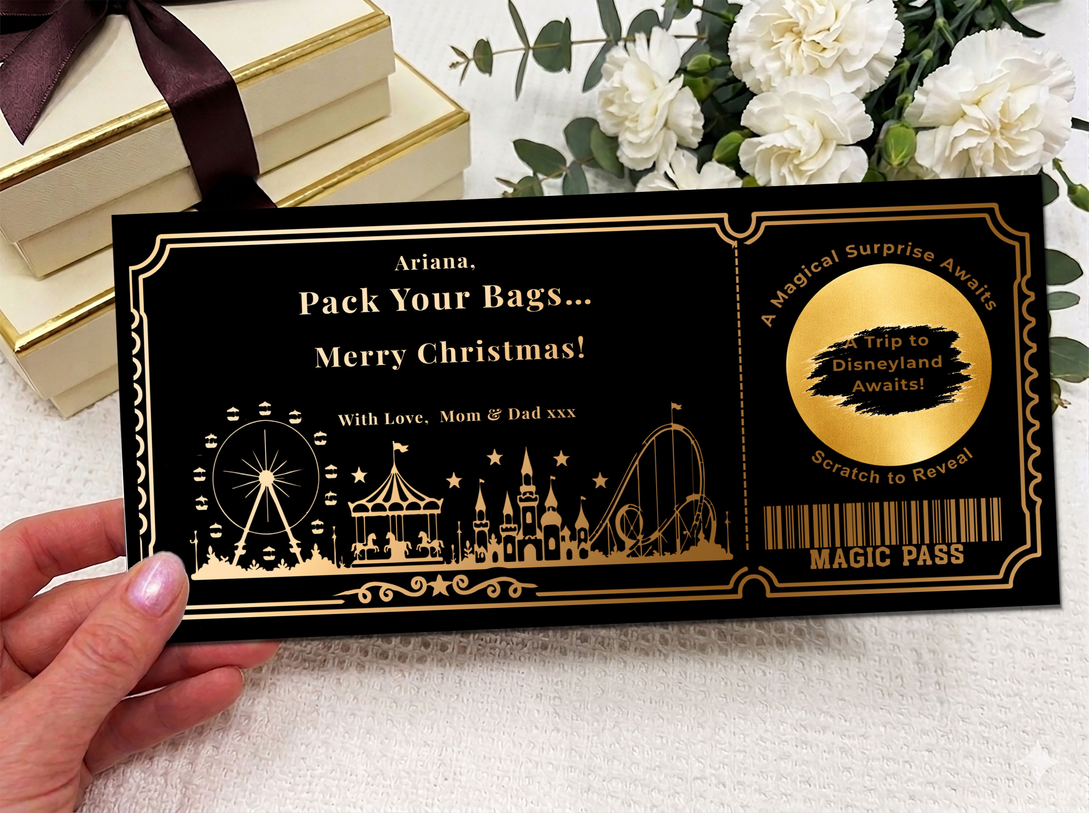 Personalised Disneyland Trip Reveal Scratch Card – Birthday & Christmas Surprise Gift (Physical Card)