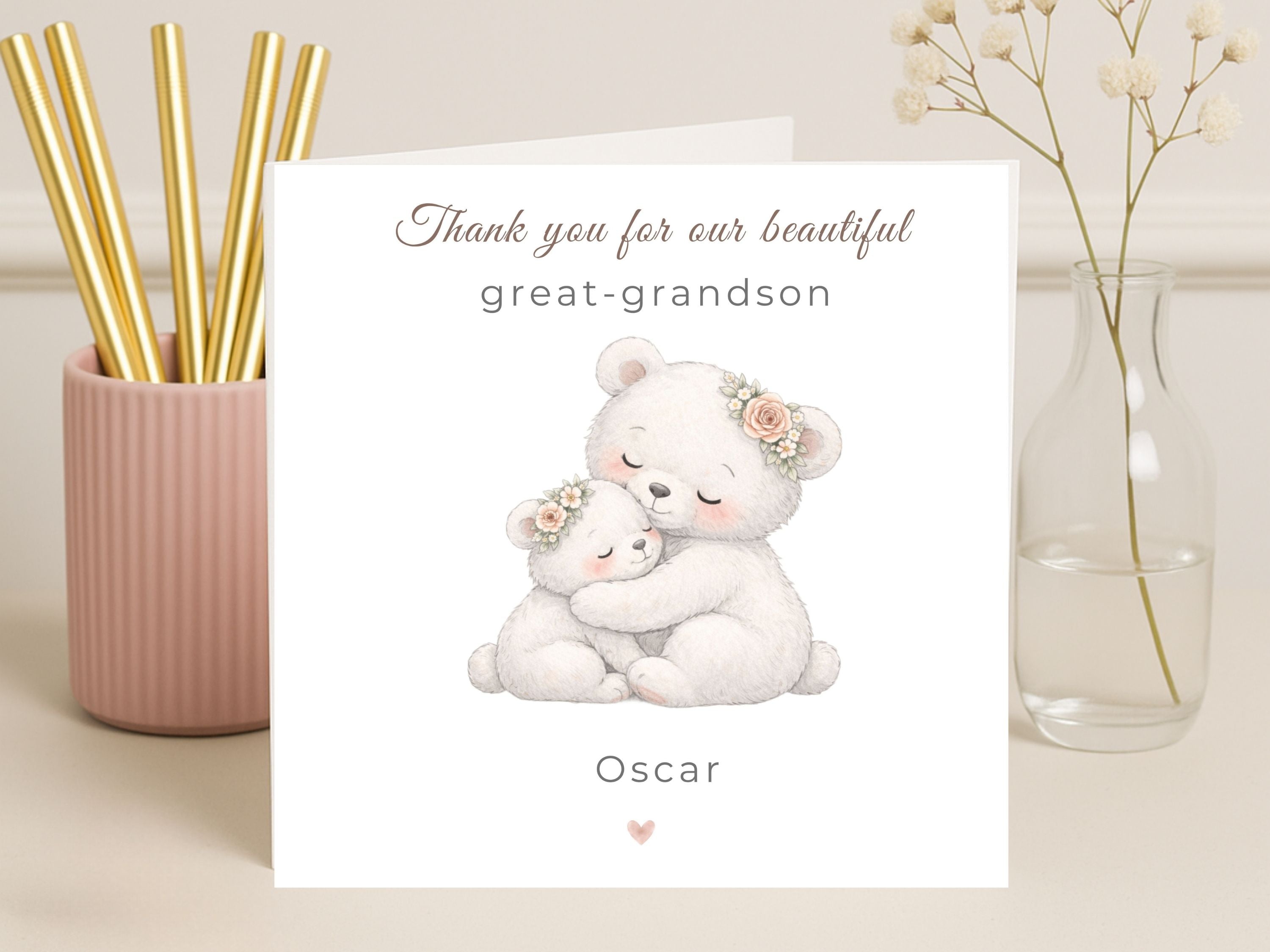 Personalised Thank You for Our Beautiful Great-Grandson Card